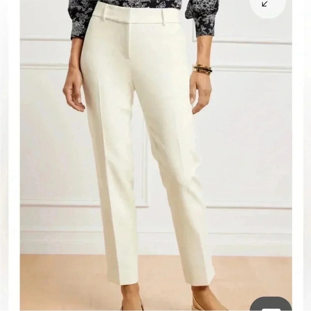 Talbots Cream High-Waist Hampshire Ankle Velvet Pants Crop Ivory Career Size 24W